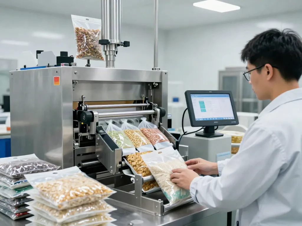 Efficient automated bagging solutions at work packaging diverse products in a modern manufacturing facility.