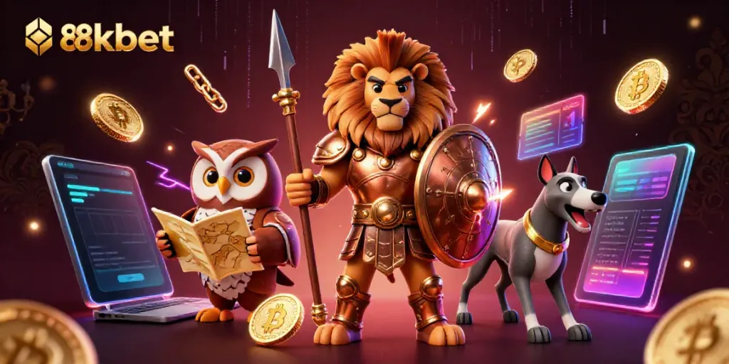 Engage in thrilling games at 88kbet featuring a Spartan lion, owl strategist, and greyhound messenger.