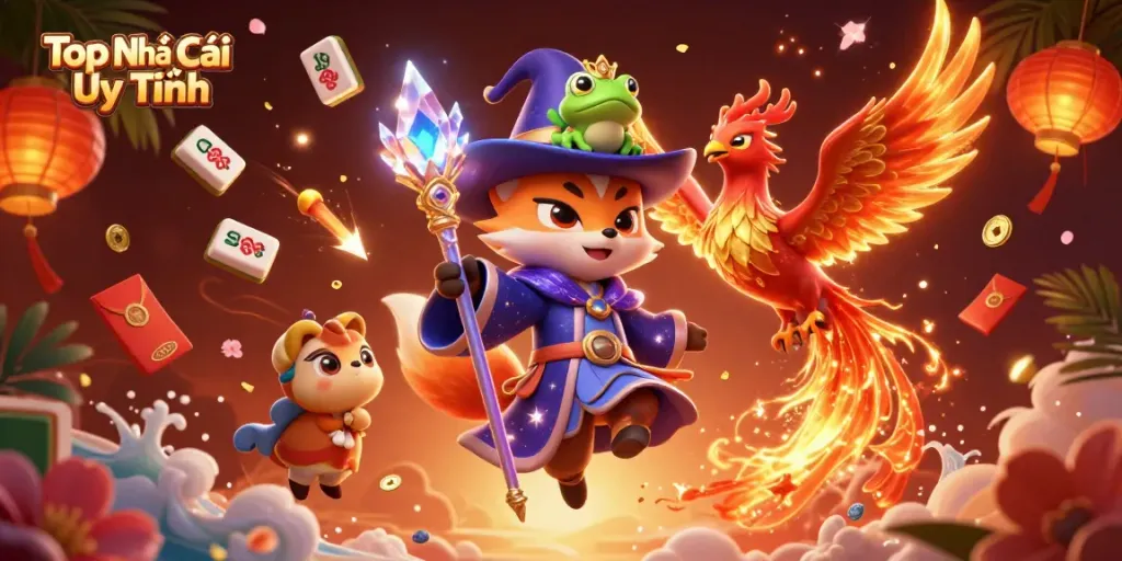 Experience magical betting adventures with Top Nhà Cái Uy Tín through captivating casino characters and vibrant elements.