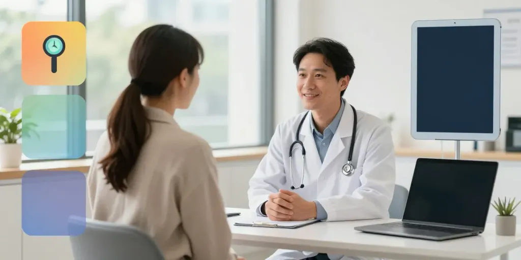 KLOW peptide therapy consultation in a modern healthcare clinic, emphasizing patient care and recovery.