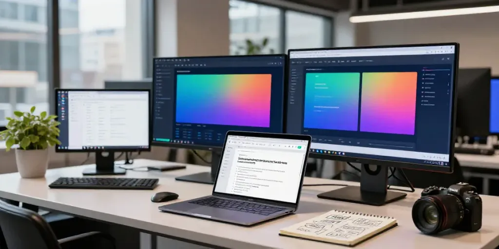 AI generated SEO blog posts review in a modern digital marketing workspace.