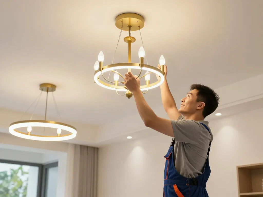 Instalare lustre LED de către un profesionist de încredere, în mediu local prietenos.